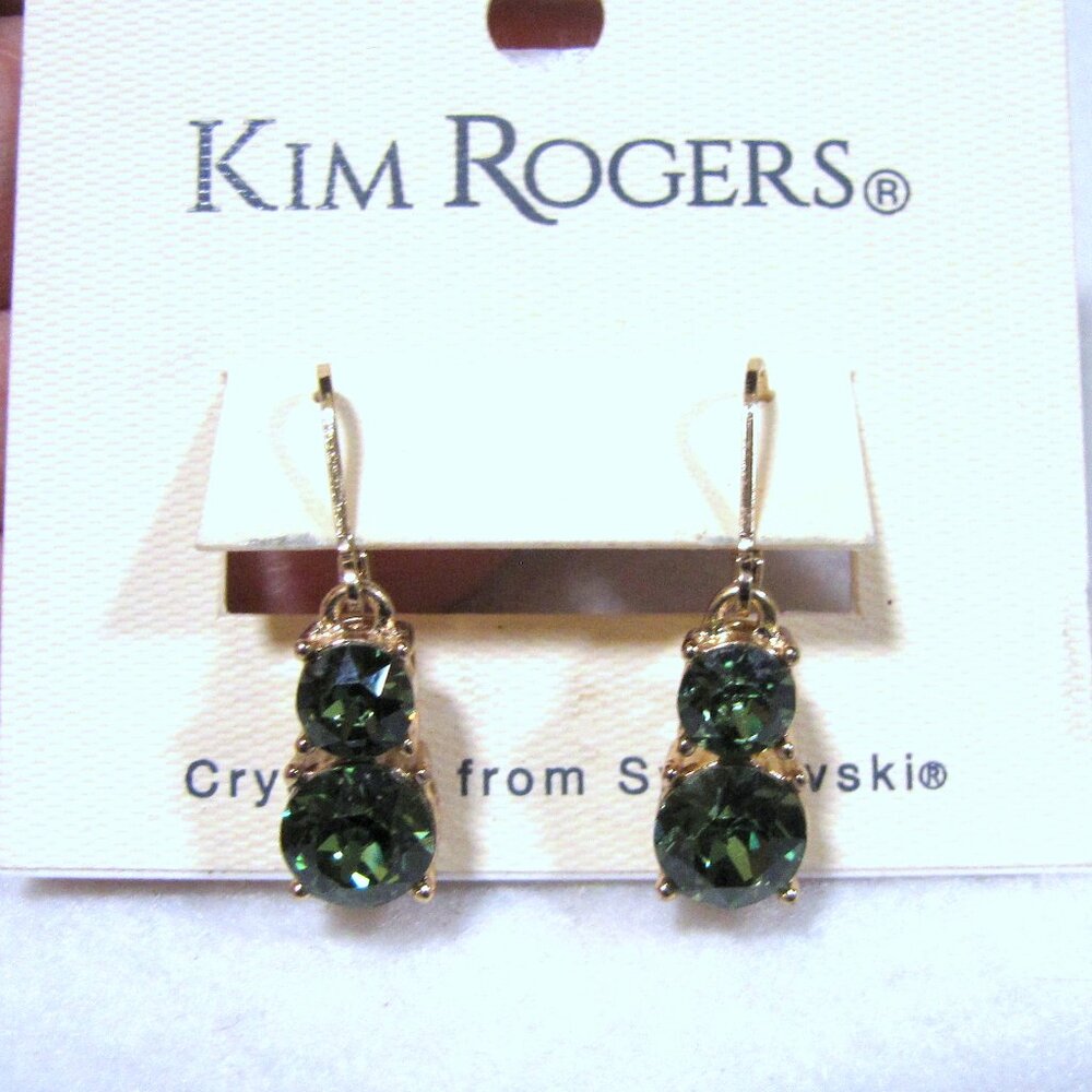 NWT Kim Rogers Green Swarovski Crystal Earrings